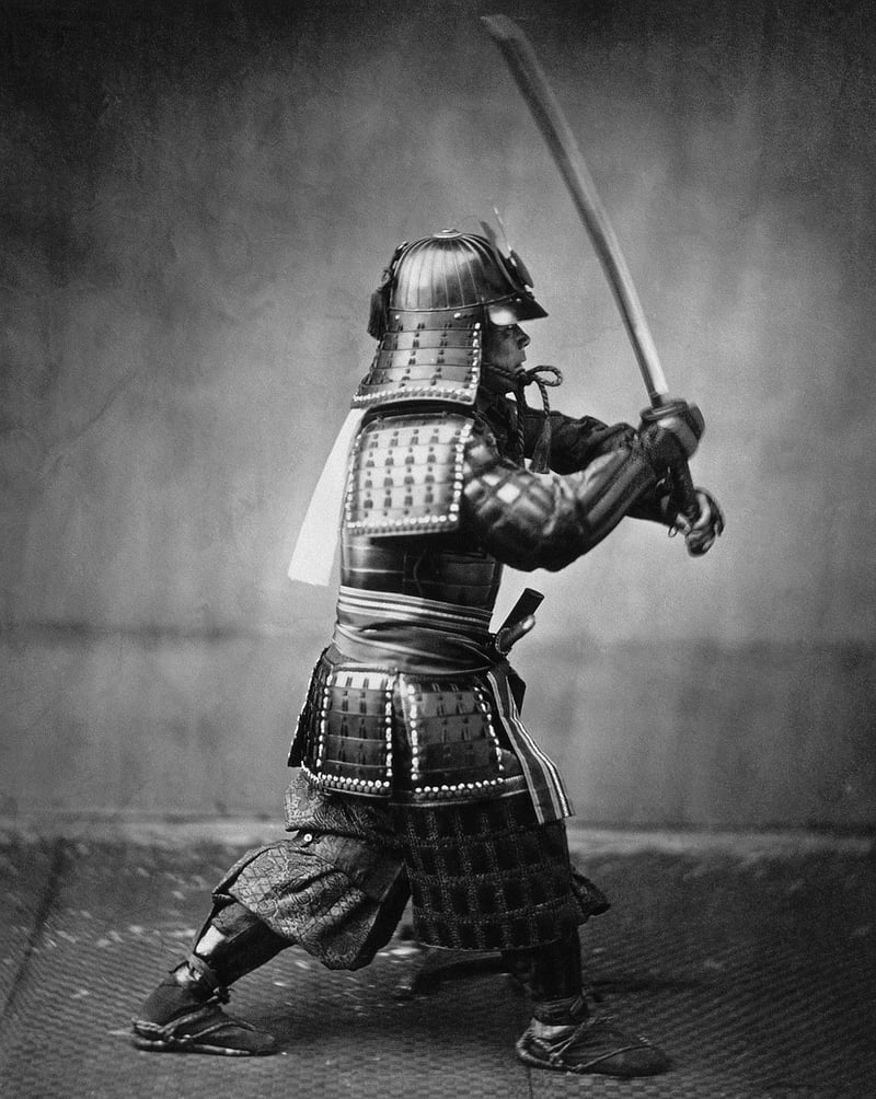 Samurai practicing martial arts
